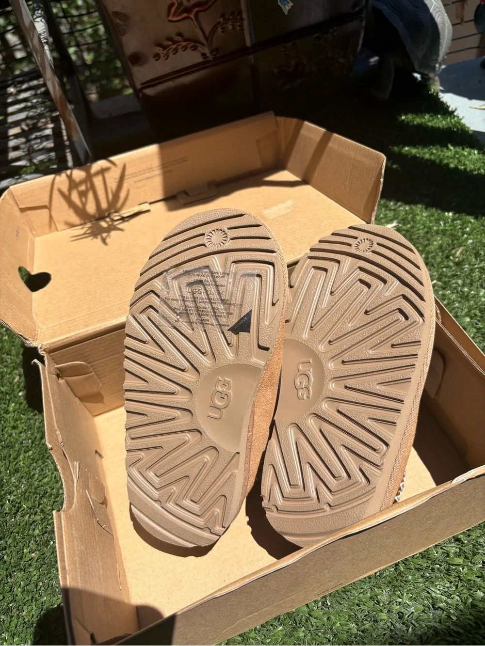 UGG Chestnut Suede Slip-On Mule with Braided Trim